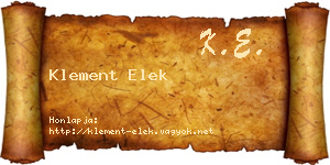 Klement Elek névjegykártya